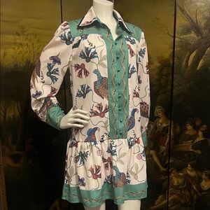 Floral Print Dress with Green Accents